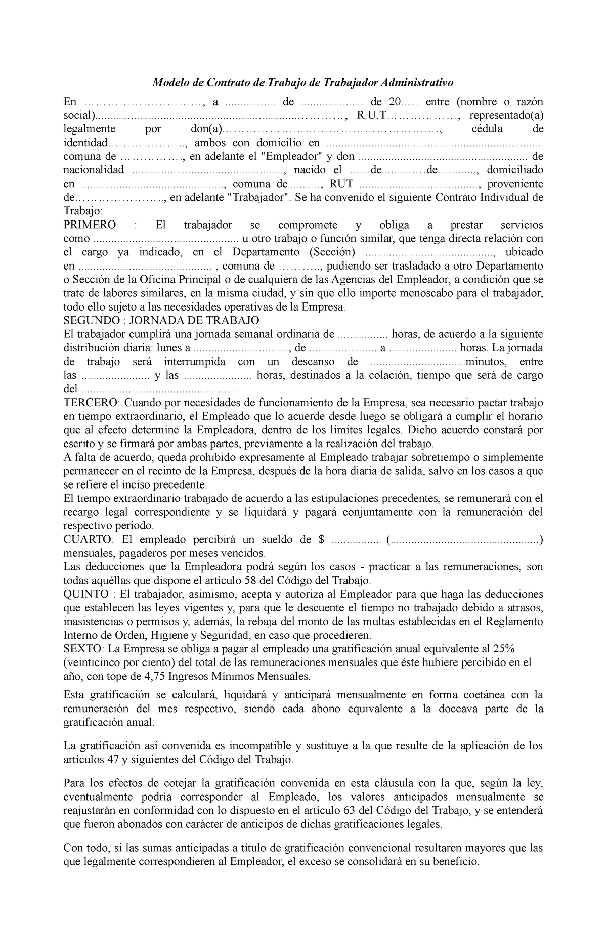 Articles 97403 Contrato Trabajador Administrativo Modelo De Contrato De Trabajo De Trabajador 5076