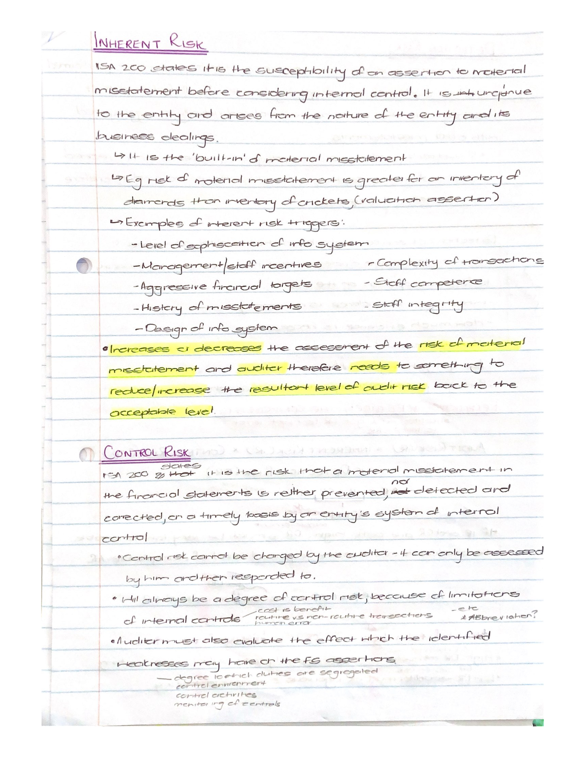 AR=IRx CRx DR - audit risk equation - AUD 322 - Studocu