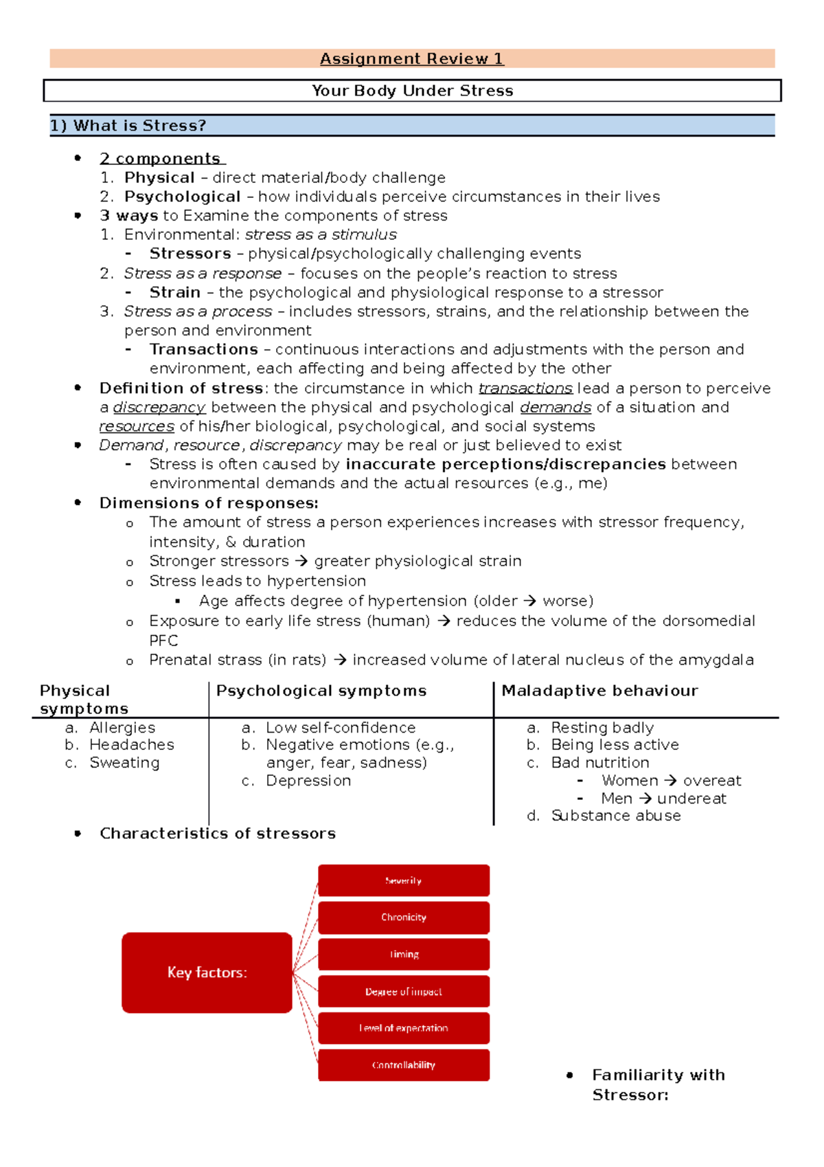 stress and anxiety assignment