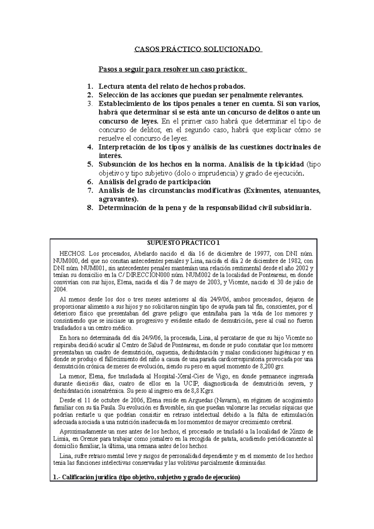 Casos PRÁ Ctico Solucionadoejemplo - CASOS PRÁCTICO SOLUCIONADO Pasos A ...