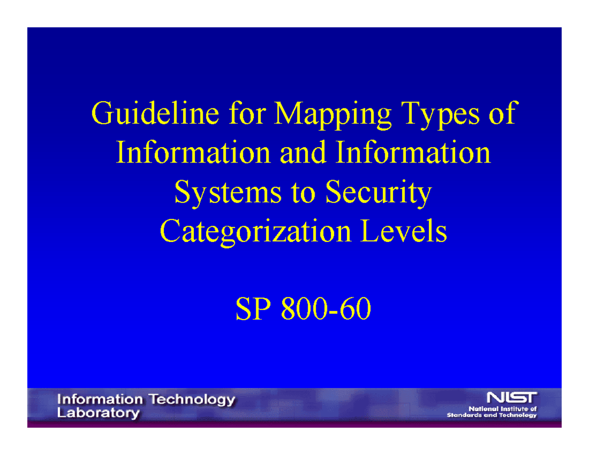 Barker SP800-60 - Guideline for Mapping Types of Information and ...