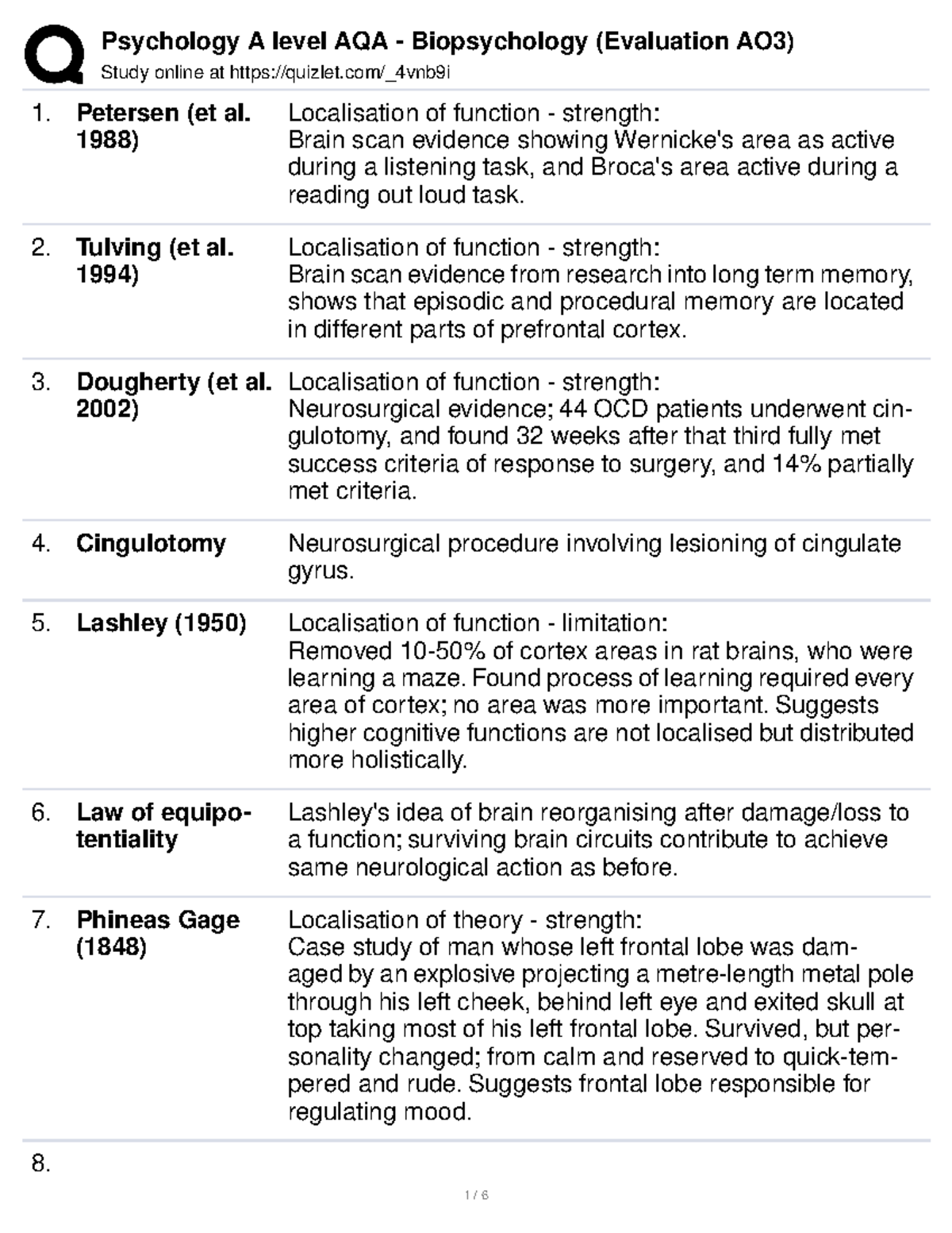 Biopsychology Evaluation - Flashcards - Study Online At Quizlet/_4vnb9i ...