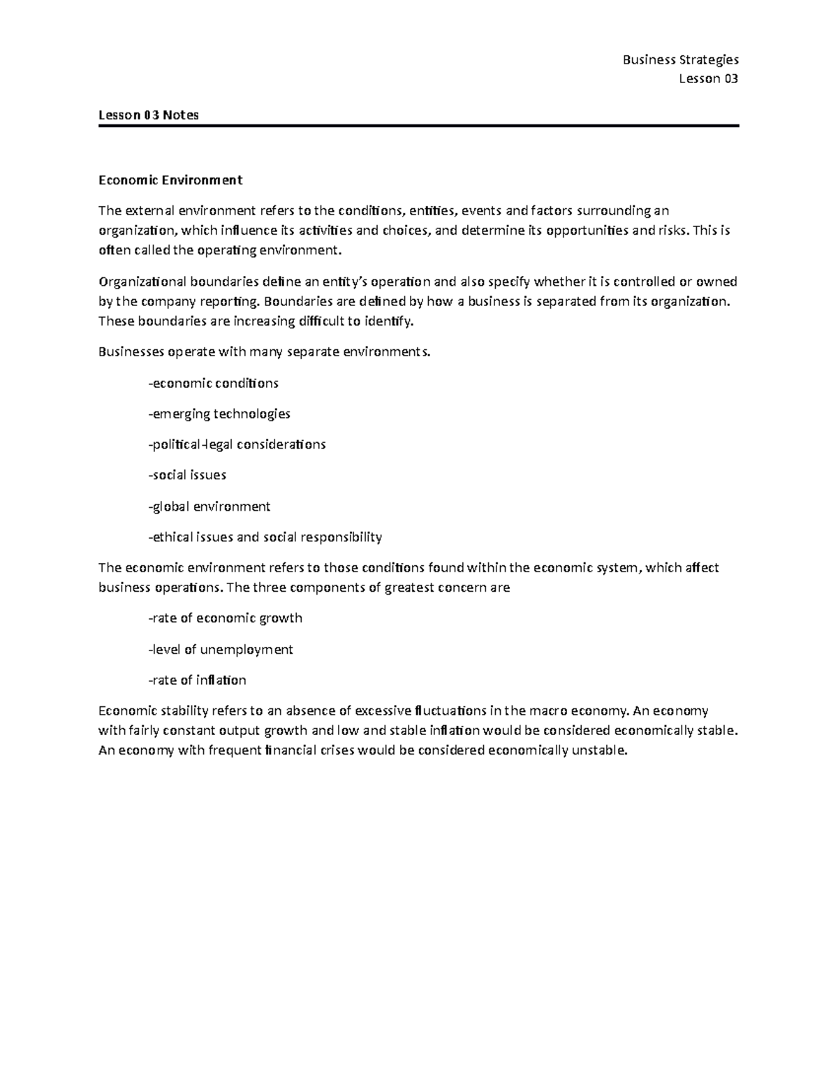 Lesson 03 Notes - Brian Glabb - Business Strategies Lesson 03 Lesson 03 ...