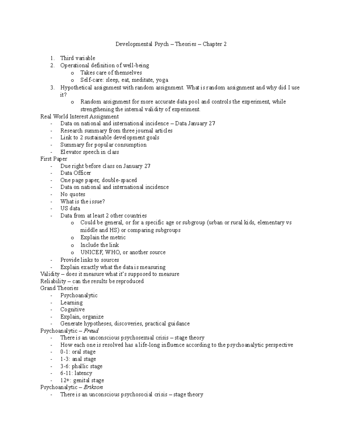 Developmental Psych Chapter 2 Lecture - Developmental Psych – Theories ...