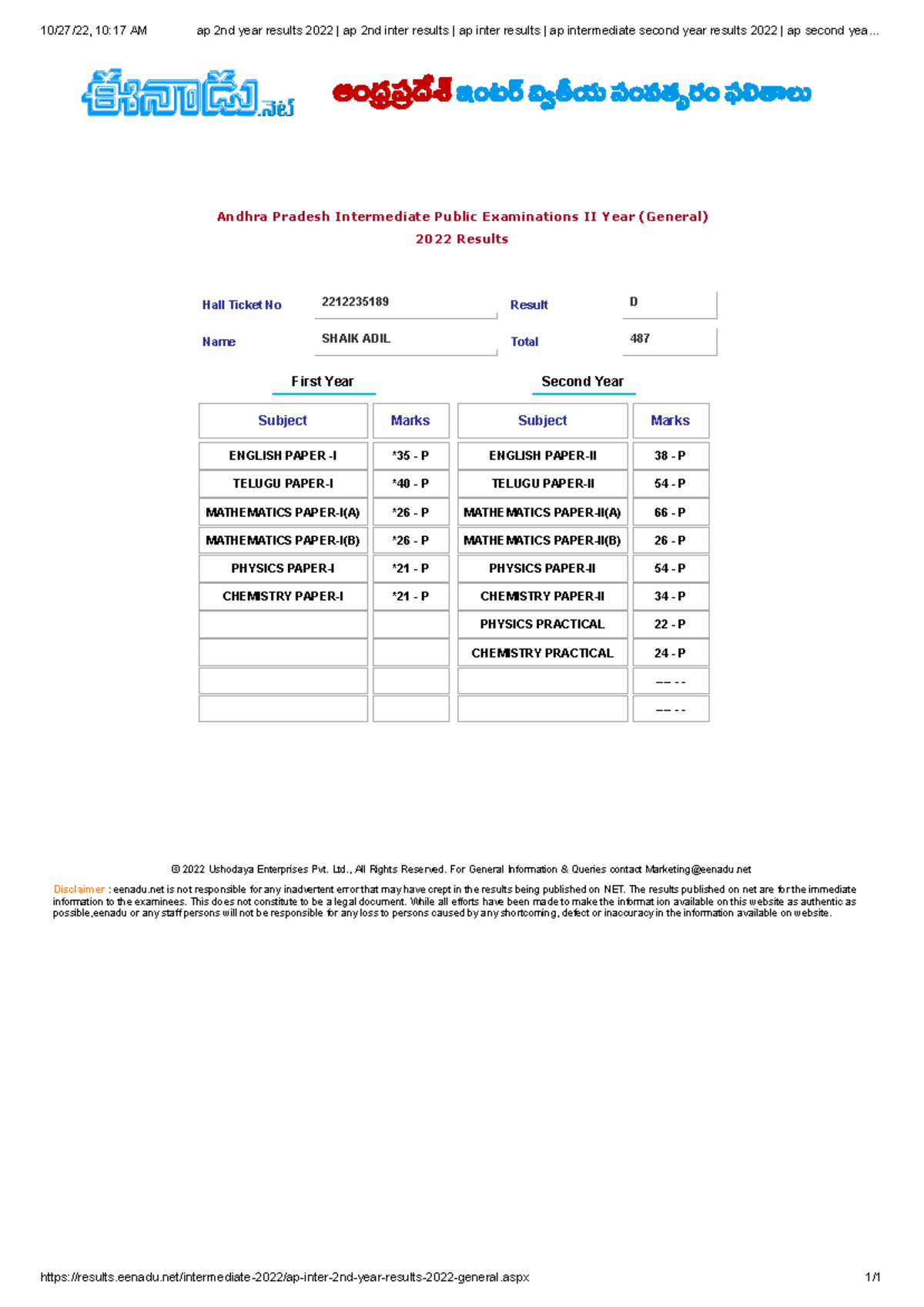 Adil uigtijbntfurbu 10/27/22, 1017 AM ap 2nd year results 2022