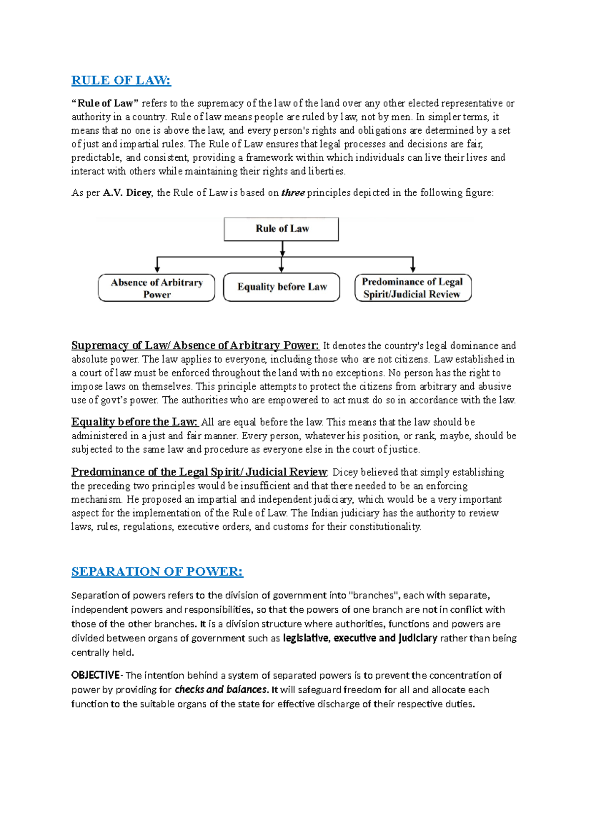 RULE OF LAW - a brief note on the concept of "rule of law" - RULE OF ...