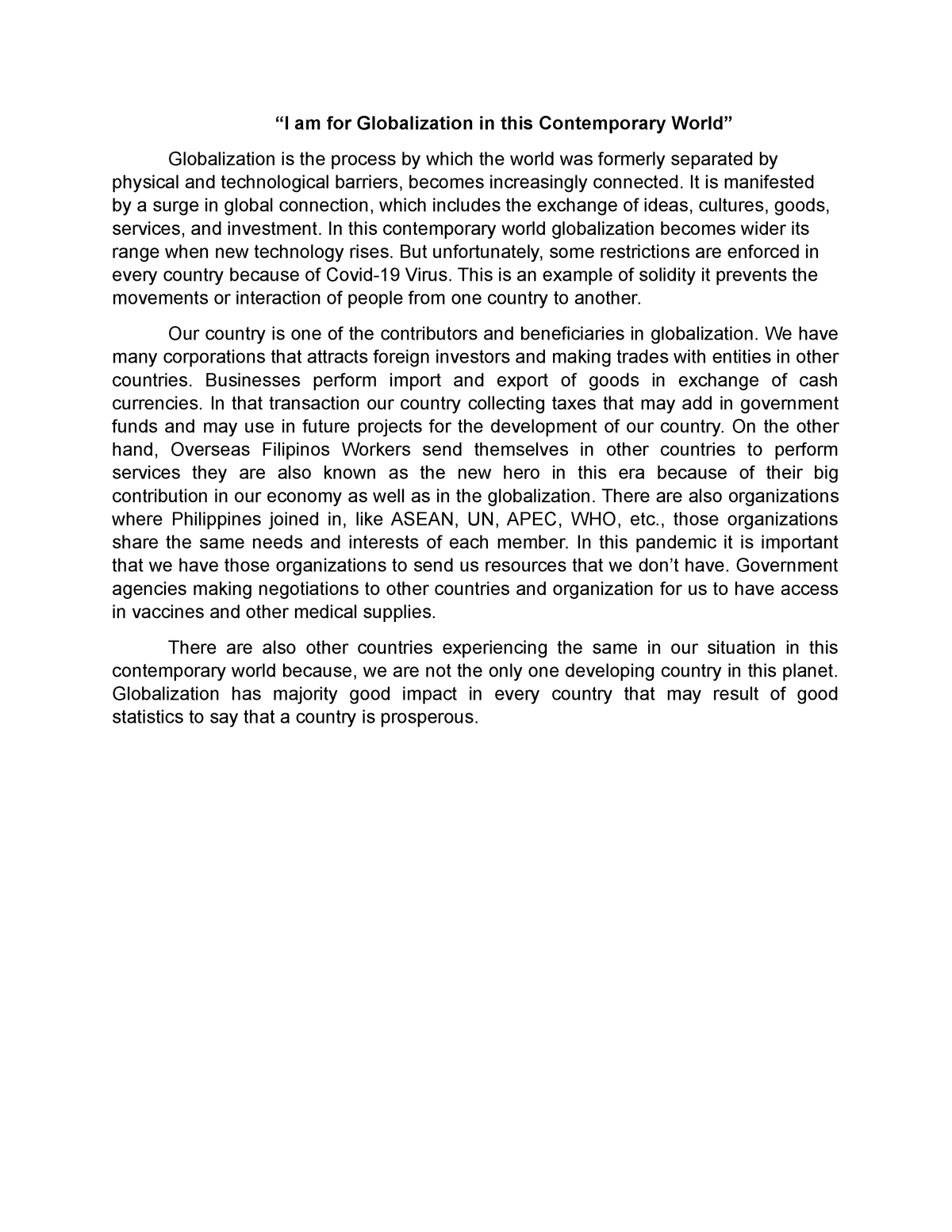 term paper on globalization pdf