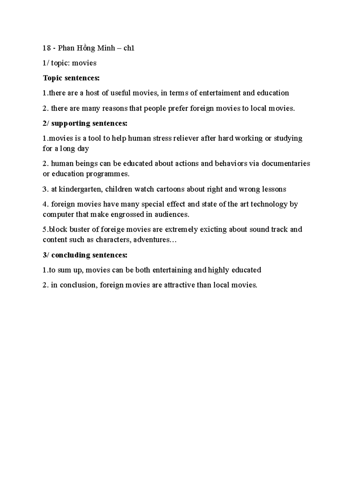 HW writing 3 18 Phan Hồng Minh ch 1/ topic movies Topic