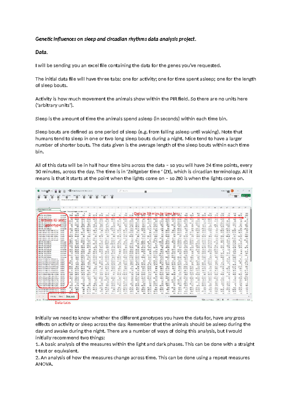 Data analysis instructions - Genetic influences on sleep and circadian ...