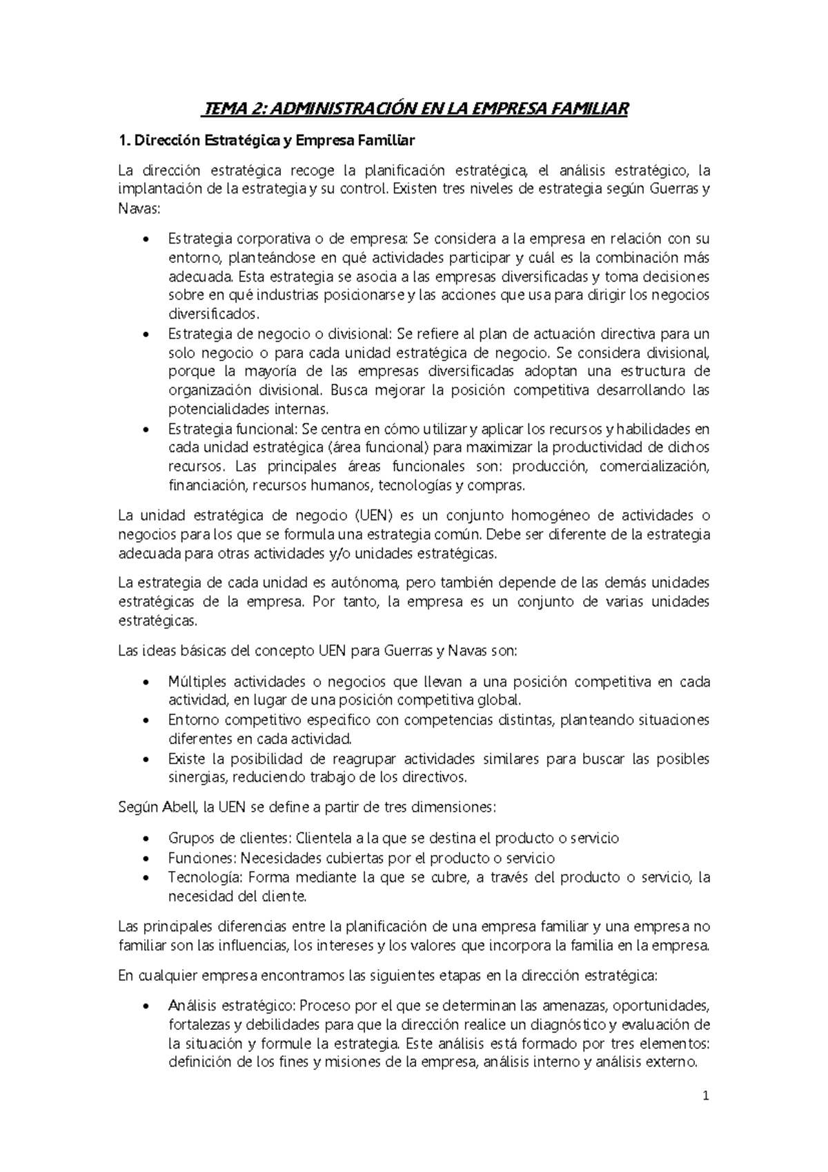Tema 2 Dirección de Empresa Familiar - 1 TEMA 2: ADMINISTRACIÓN EN LA ...