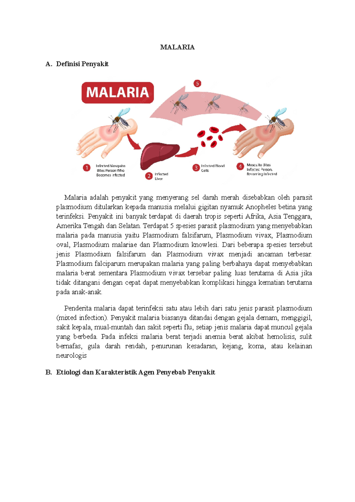 Penyakit Malaria - MALARIA A. Definisi Penyakit Malaria Adalah Penyakit ...