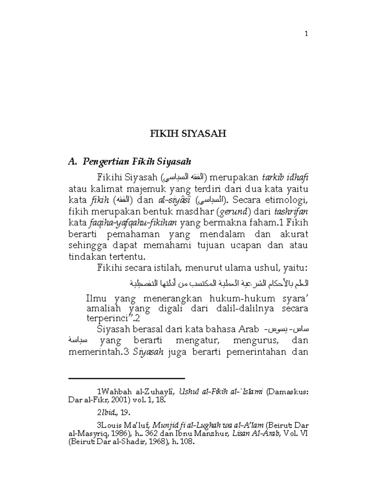 Fikih Siyasah Fatmawati Hilal - FIKIH SIYASAH A. Pengertian Fikih ...