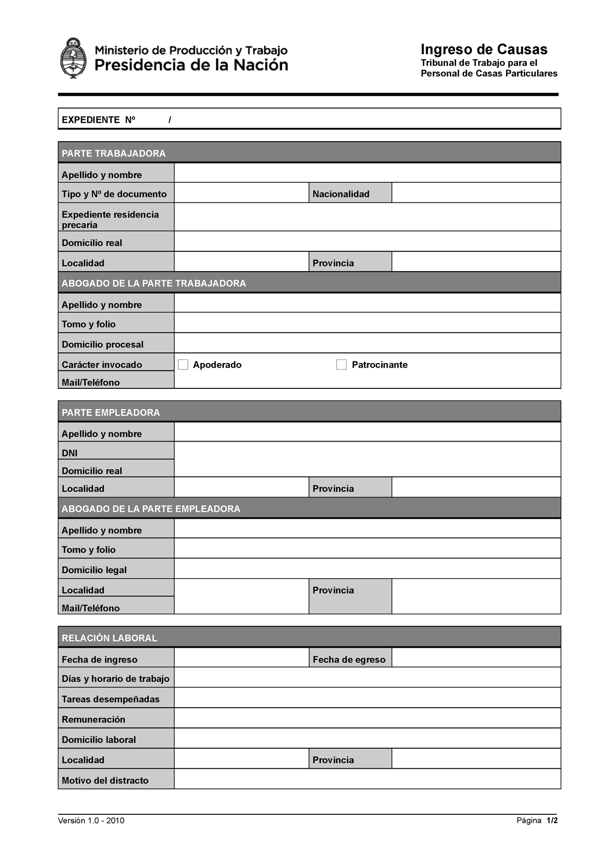 Ingreso De Causas Servicio Domestico Ingreso De Causas Tribunal De