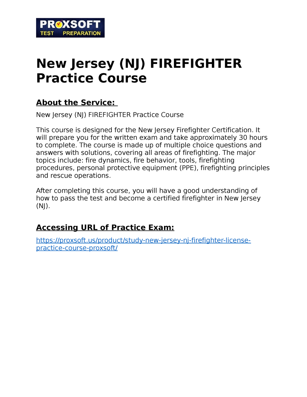 New Jersey (NJ) FIREFIGHTER Practice Course New Jersey (NJ