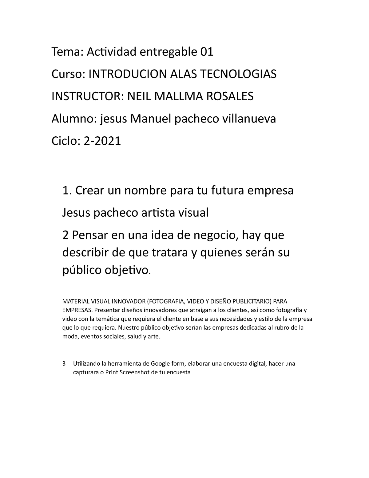 Actividad Entregable Numero 1 Desarrollado Senati Tema Actividad Entregable 01 Curso 3818