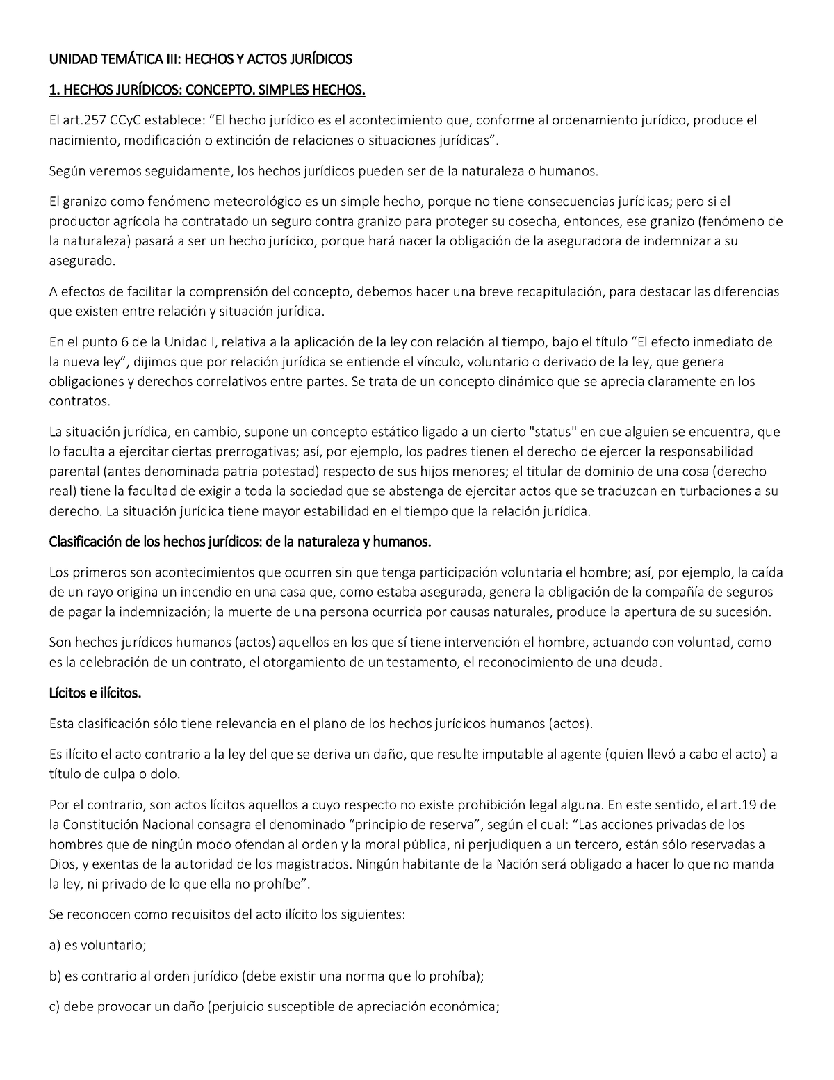 Dcho Eco Cap 3 Resumen De Derecho Económico Unidad TemÁtica Iii Hechos Y Actos JurÍdicos 1