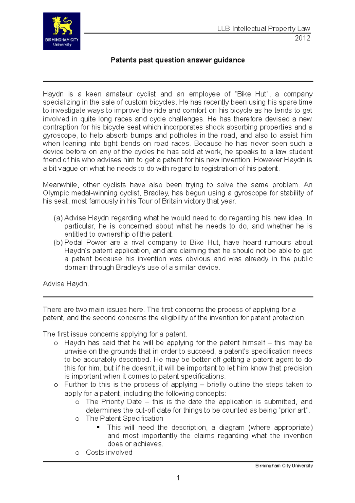 patent law for engineers and scientists assignment answers 2023