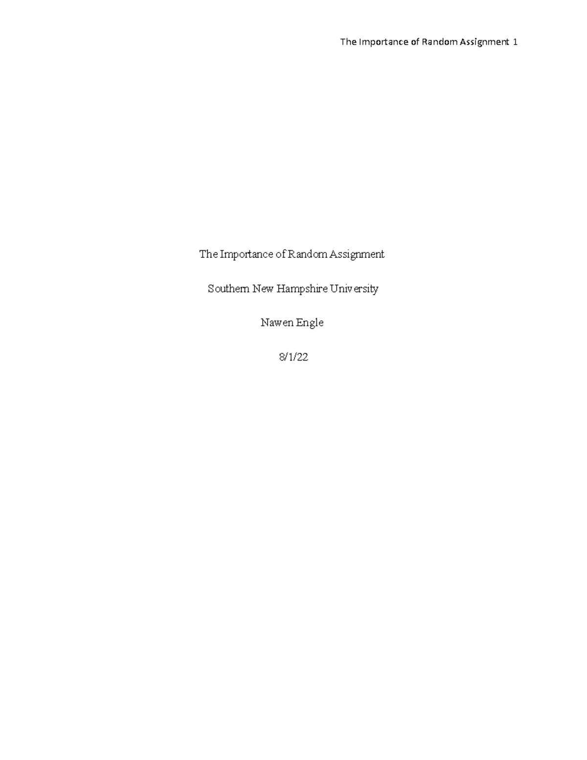 The Importance of Random Assignment - The Importance of Random ...