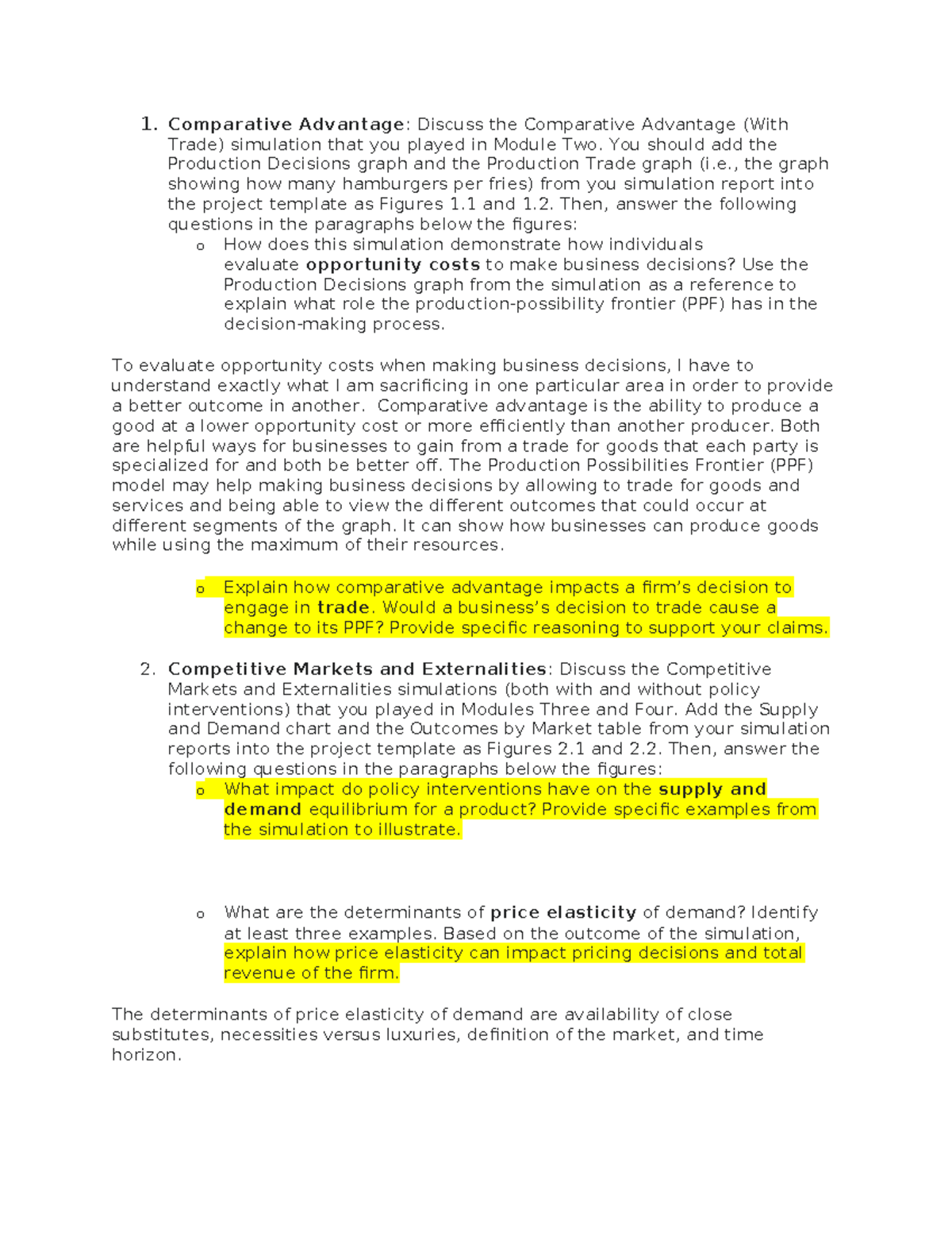 Eco 201 project notes - 1. Comparative Advantage: Discuss the ...