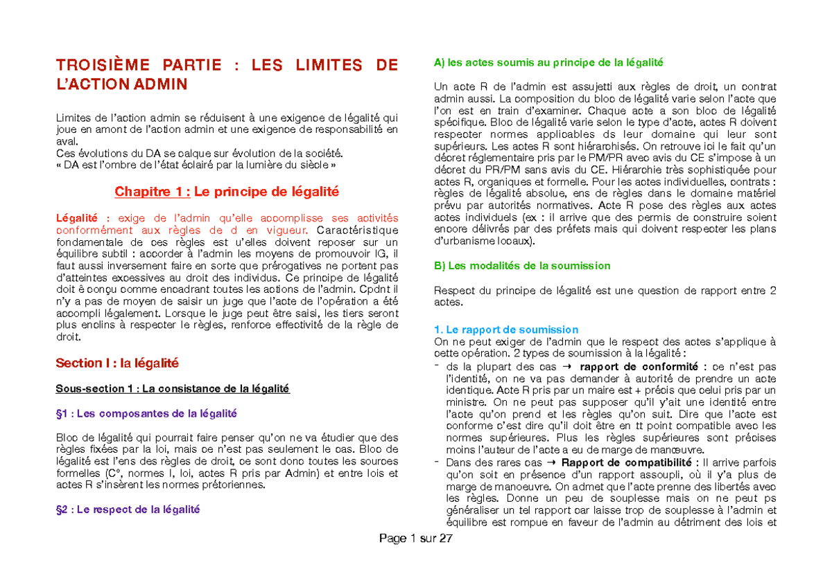 Fiches De Droit Admin Partie Troisi Me Partie Les Limites De Laction Admin Limites De