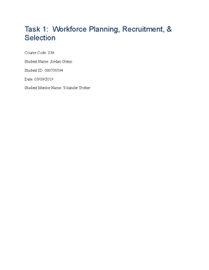 C234 Task 1 Manera - Task 1 - REM1: Task 1: Workforce Planning ...