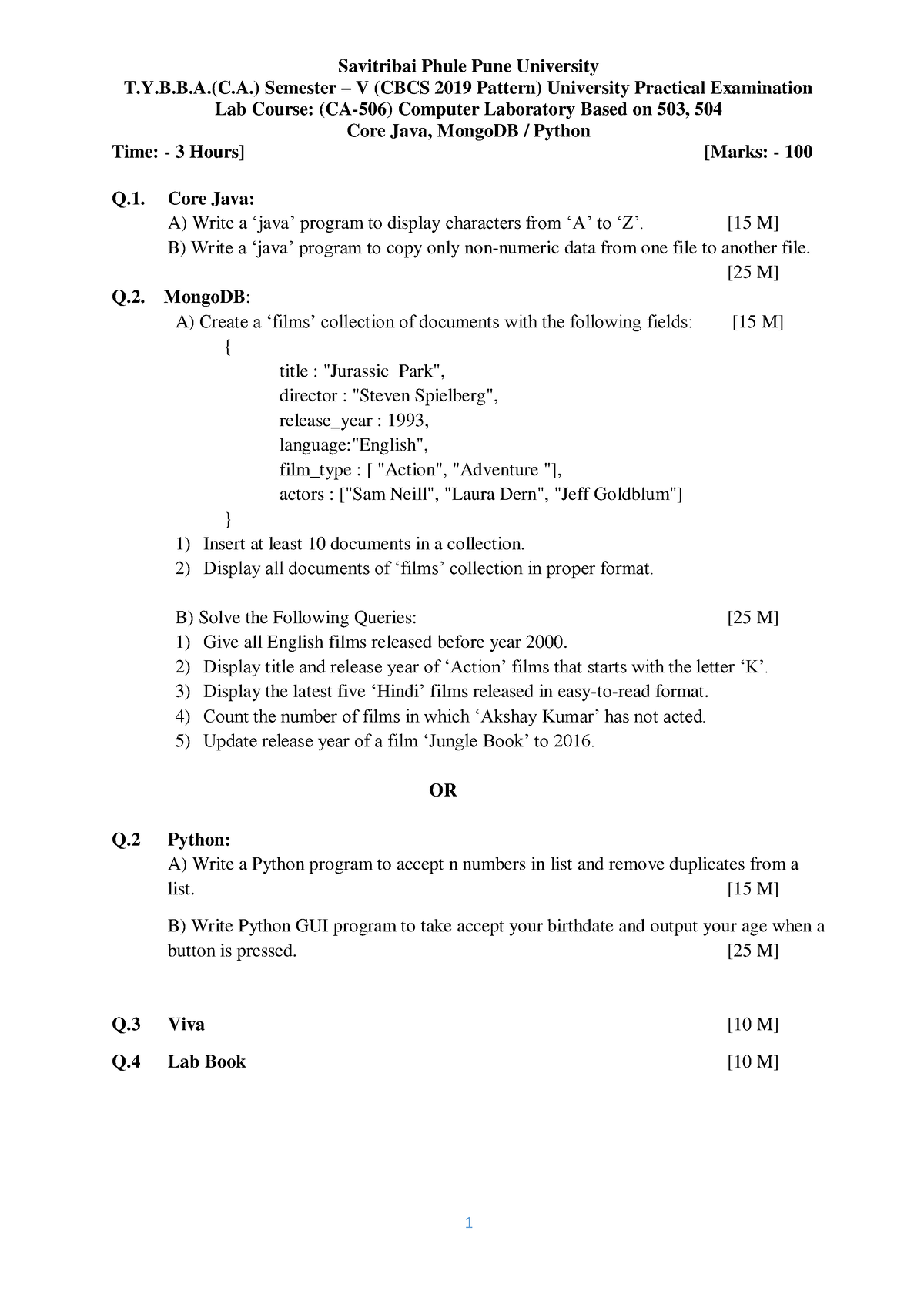 T.Y.B.B.A.(CA) Sem V Practical Slips 2019 Pattern - T.Y.B.B.(C ...