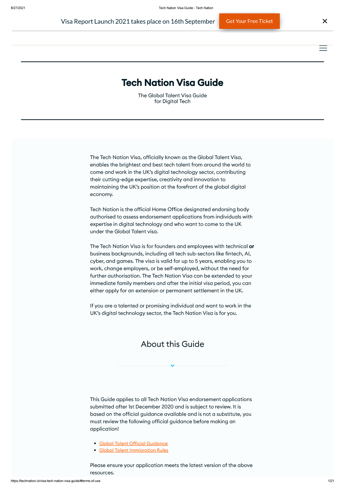 Tech Nation Visa Guide Tech Nation Tech Nation Visa Guide The