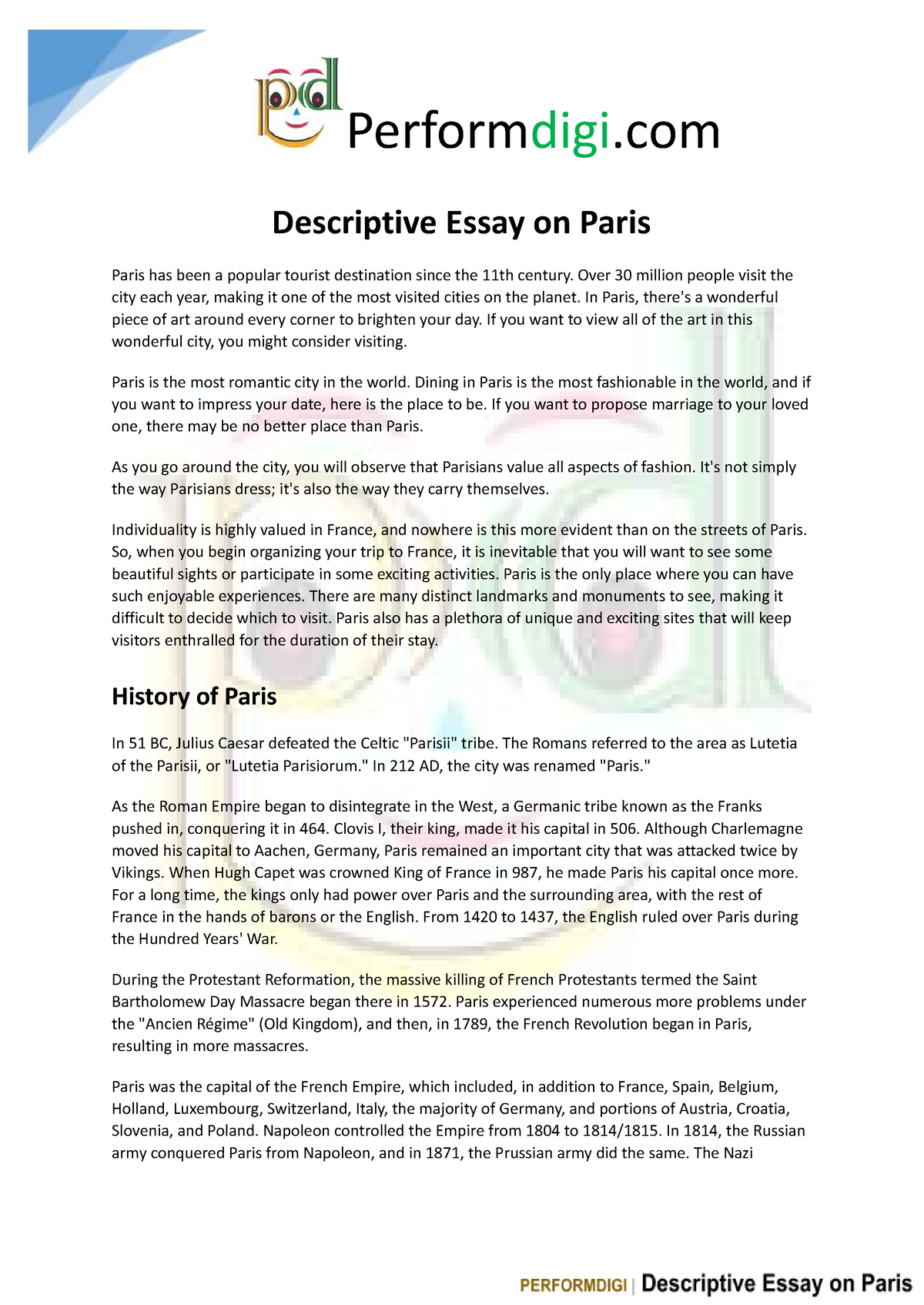 descriptive essay of paris