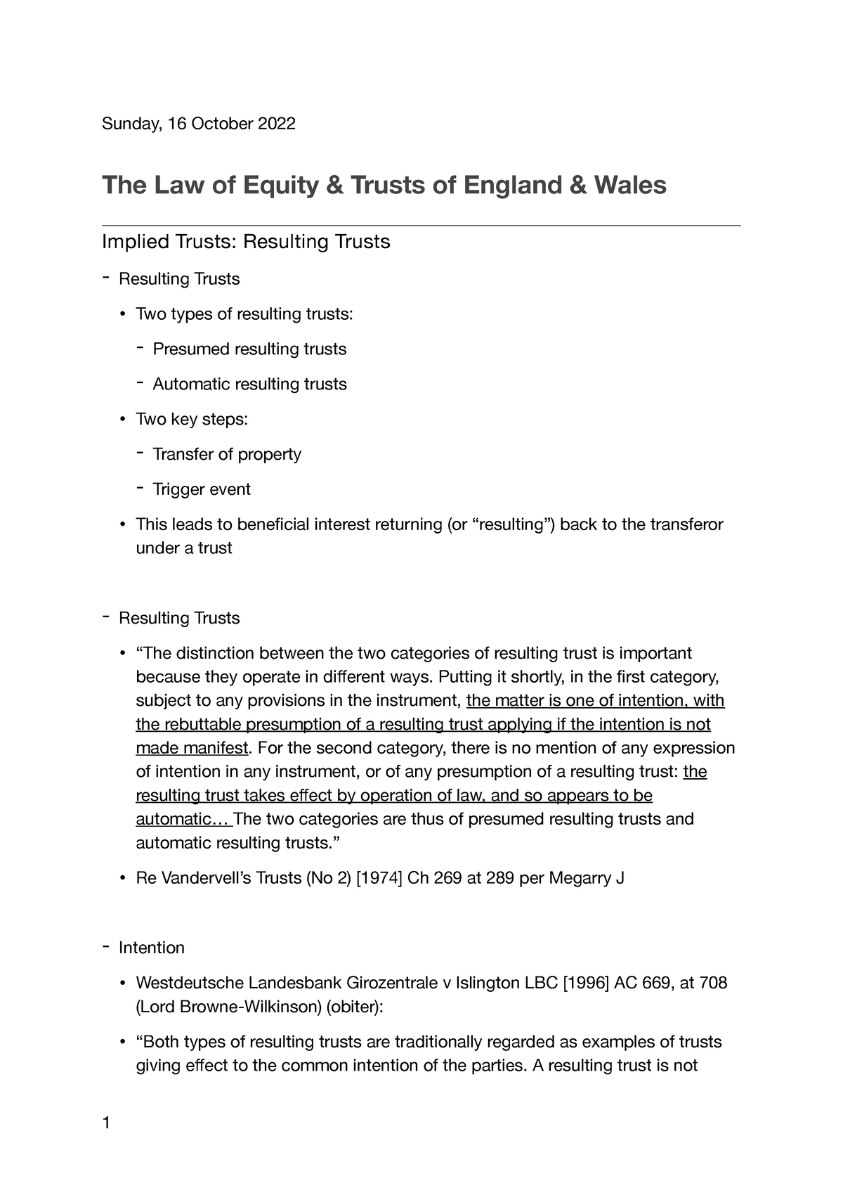 Implied Trusts- Resulting Trusts - Sunday, 16 October 2022 The Law Of ...