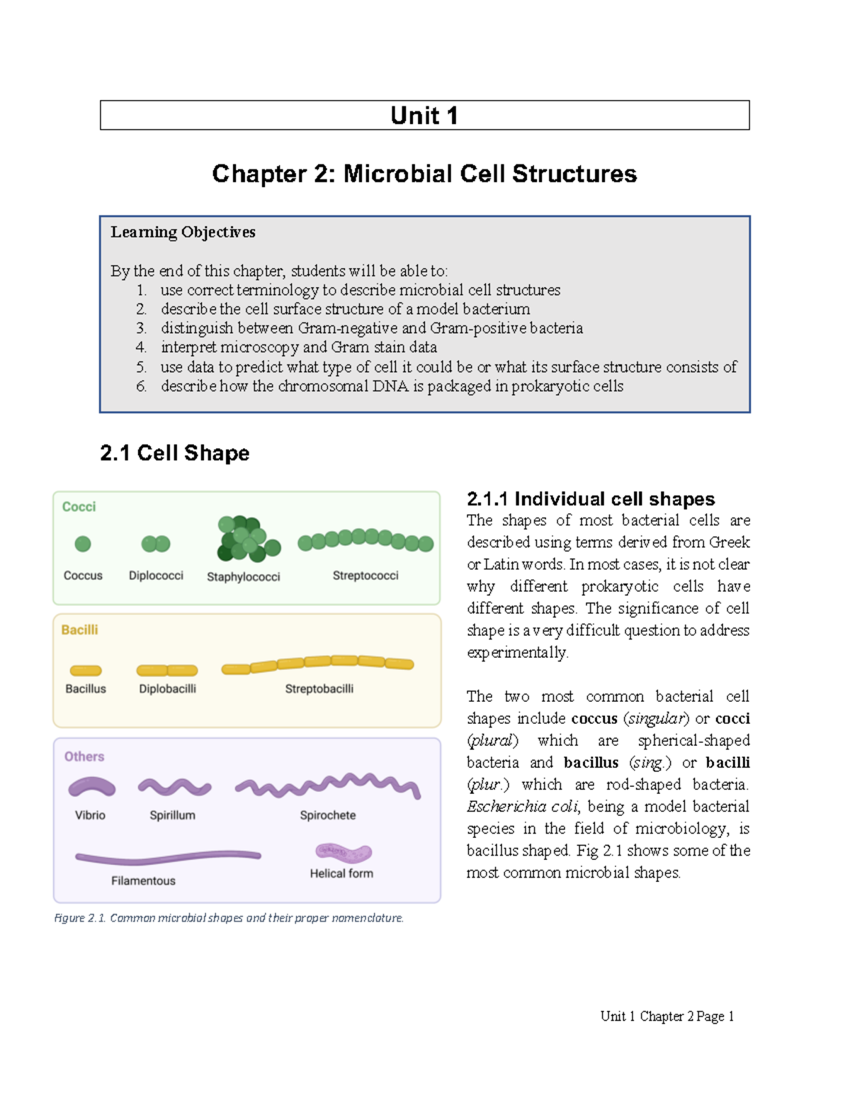 MICB211 etext Chap2 - chapter 2 - Unit 1 Chapter 2 : Microbial Cell ...