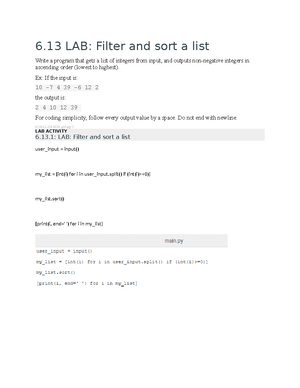 [Solved] 613 LAB Filter And Sort A List Write A Program That Gets A ...