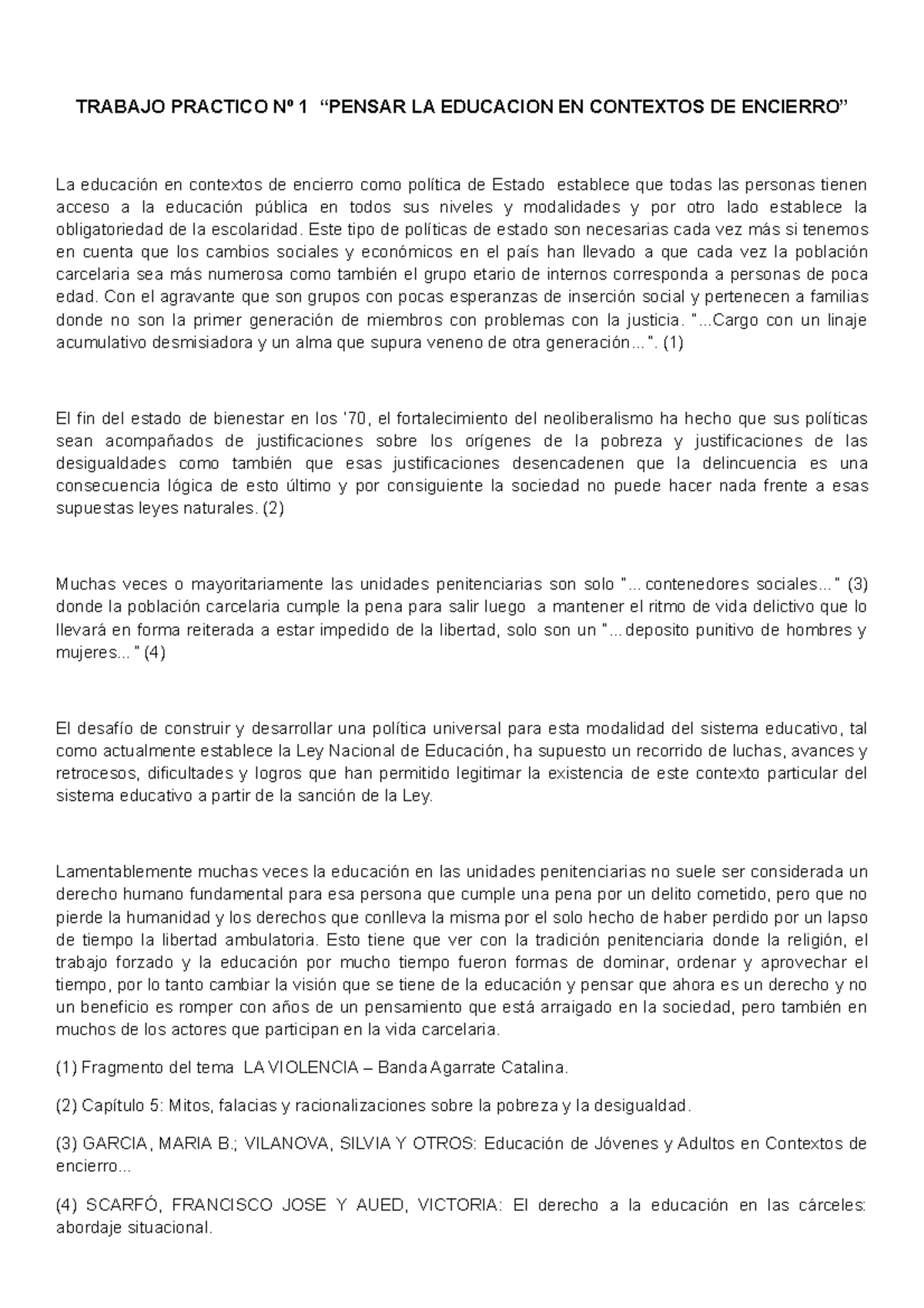 Postitulo - Modulo I - TP 1 - TRABAJO PRACTICO 1 LA EDUCACION EN ...