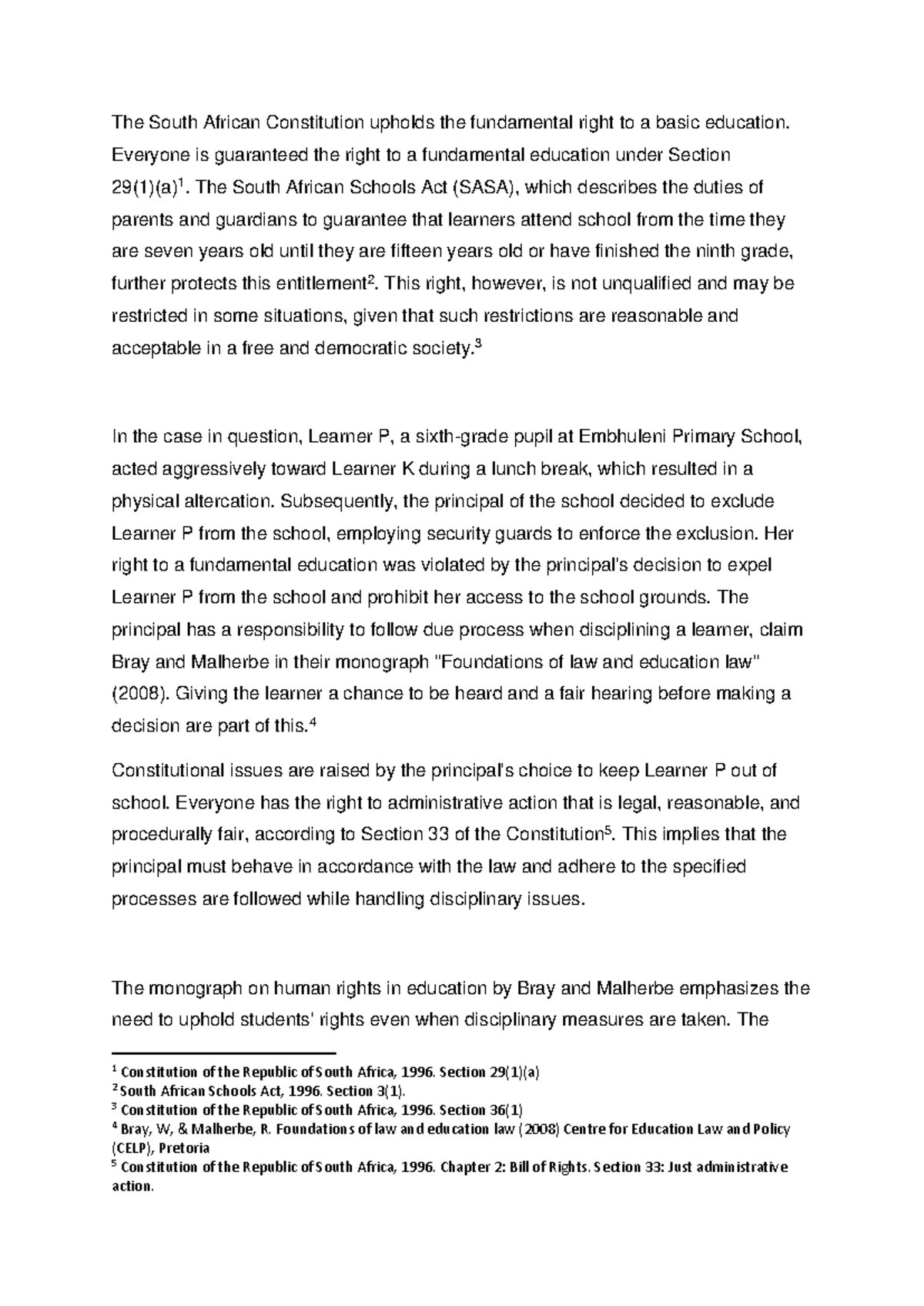 49991957 653246 - assessment - The South African Constitution upholds ...