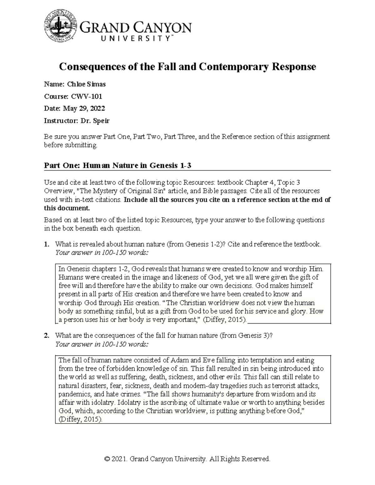 CWV 101 T3 Conseq Of The Fall Contemporary Response - Consequences of ...