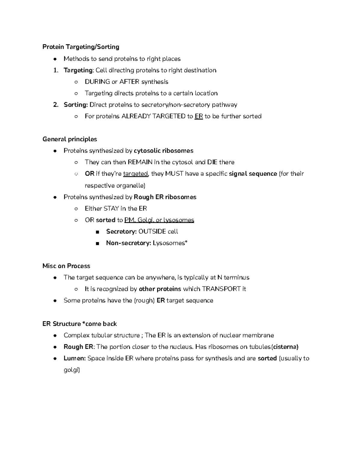 Cellb 4 - Protein Synthesis and Transport - Protein Targeting/Sorting ...