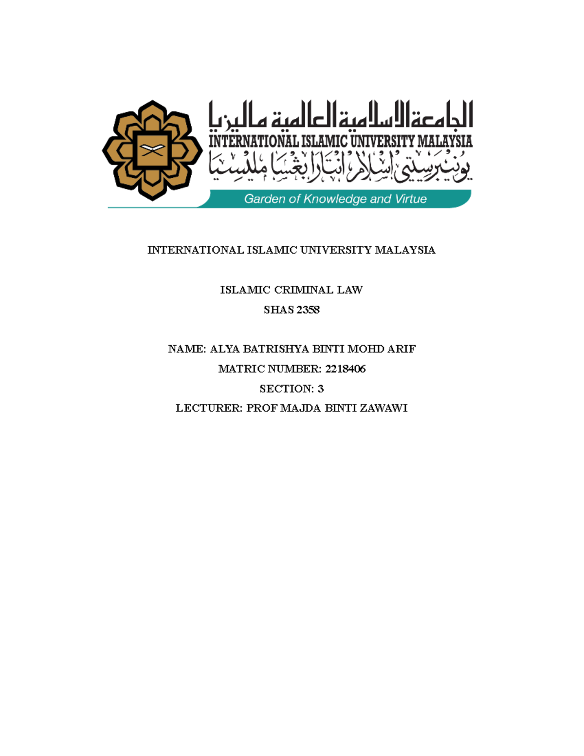 ICL Case Review - assignment - INTERNATIONAL ISLAMIC UNIVERSITY ...