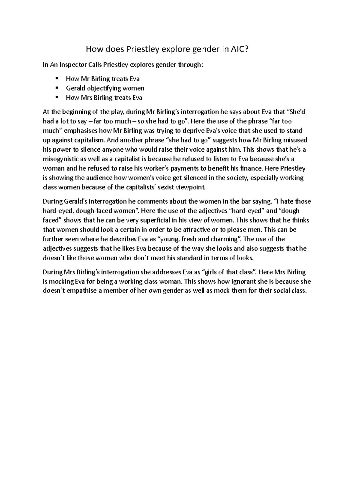 AIC timed essay - hiohpjo9 yt7g;hoin8un_MI]9,kpo - How does Priestley ...