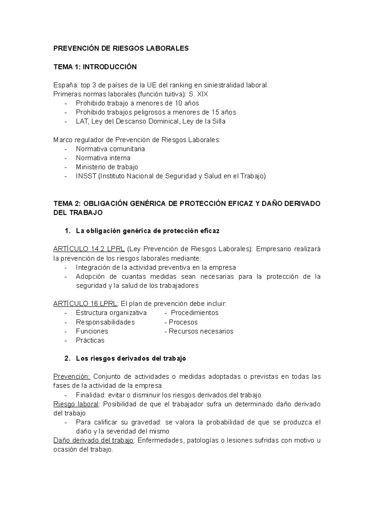 Prevención DE Riesgos Laborales - PREVENCIÓN DE RIESGOS LABORALES TEMA ...