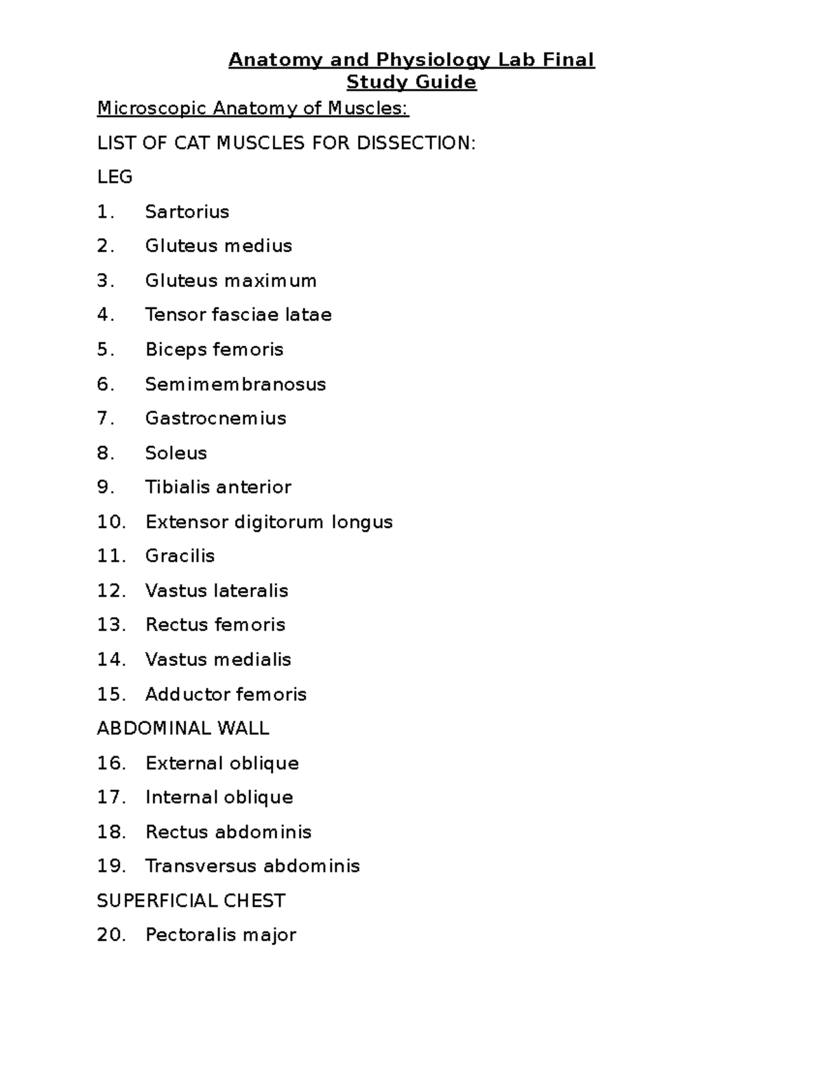 Anatomy and physiology lab final- study guide completed - Study Guide ...