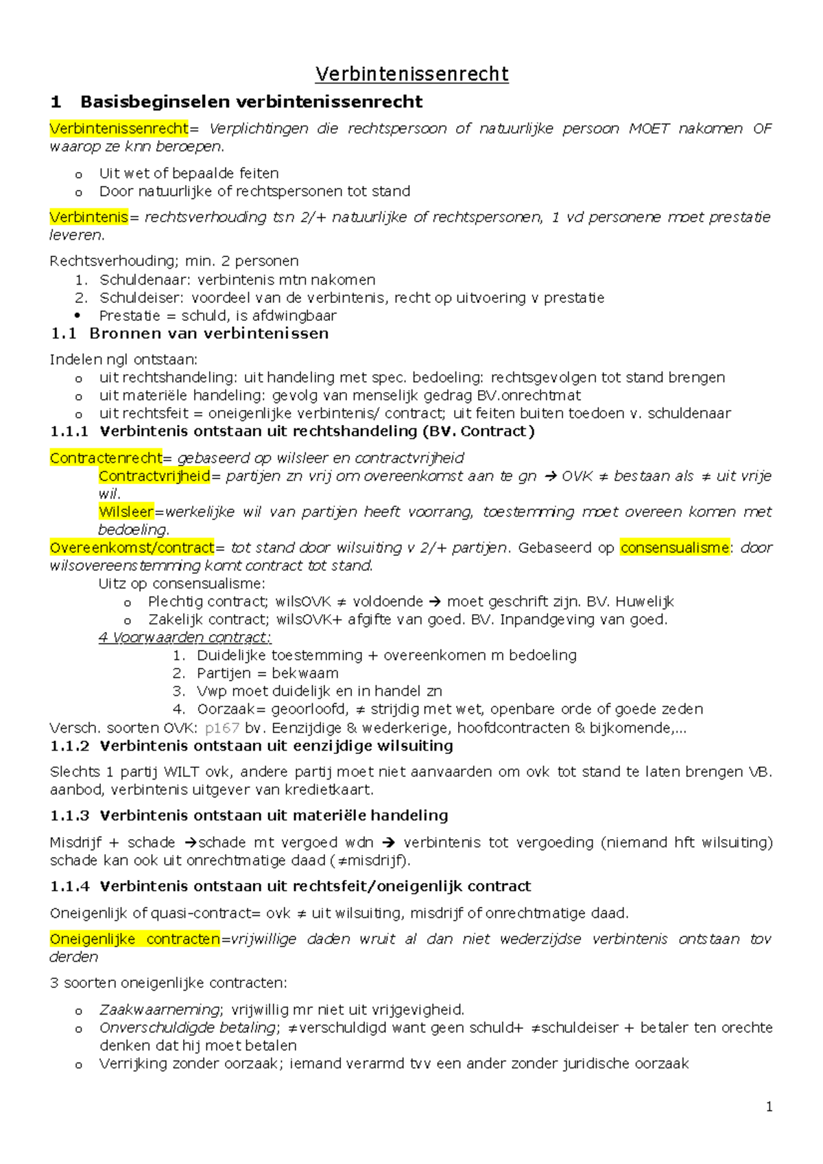 Burgerlijk Recht- Samenvatting - Verbintenissenrecht 1 Basisbeginselen ...