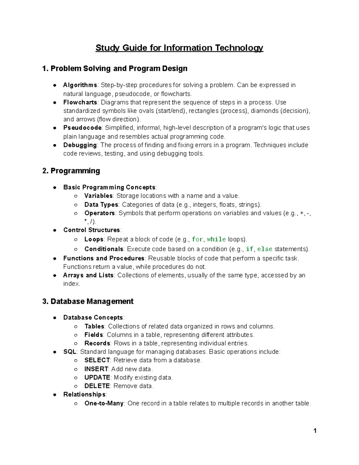 Information Technology Study Guide for CXC - Study Guide for ...
