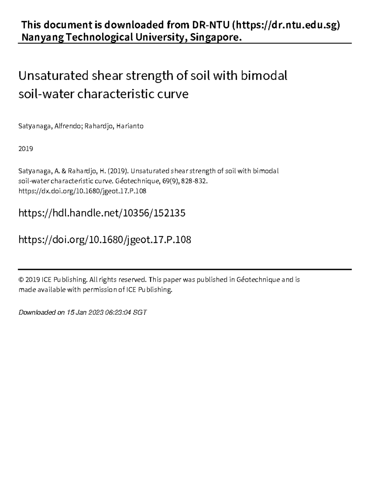 2019 Unsaturated shear strength of soil with bimodal soil-water ...