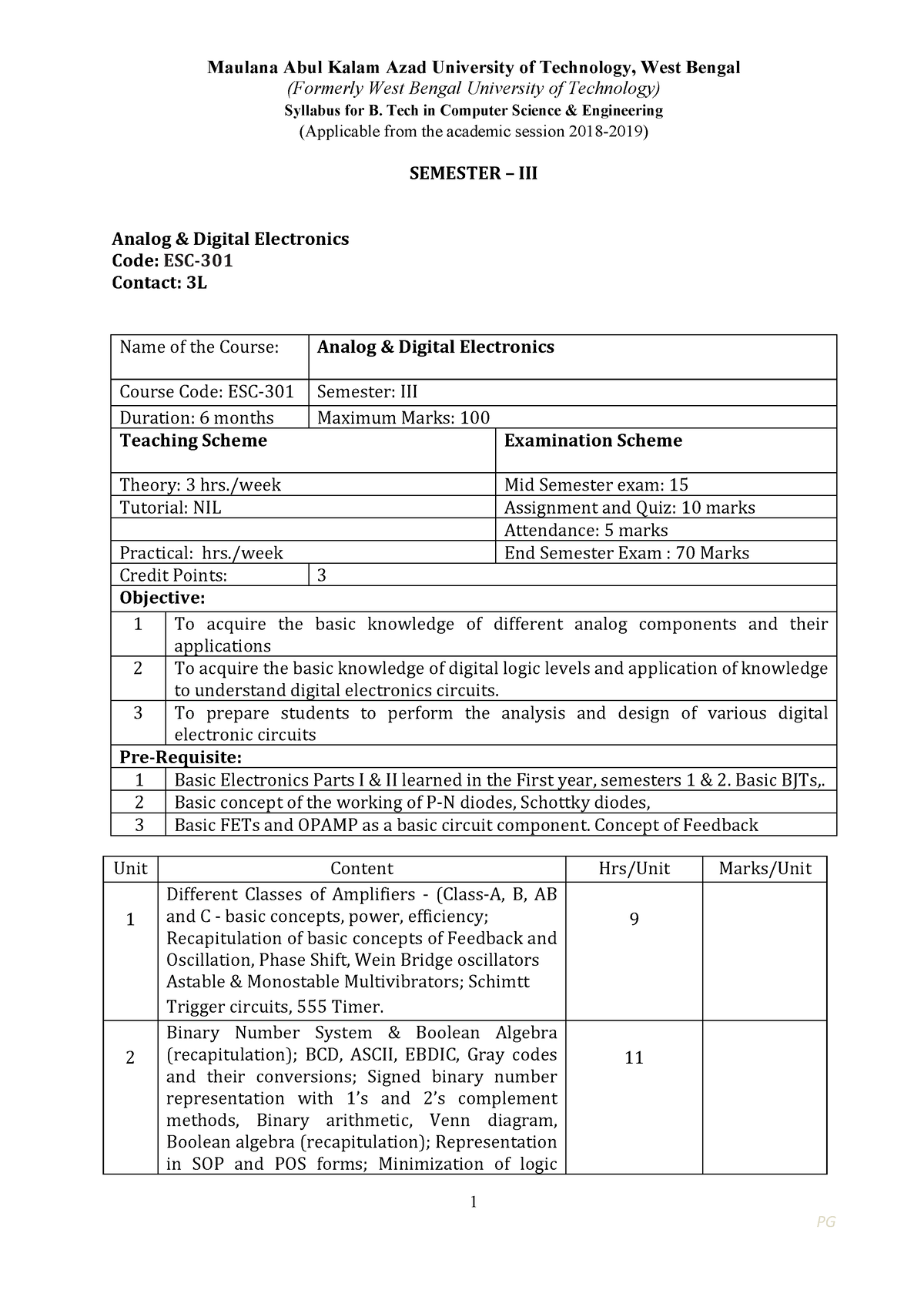 Sem3 - (Formerly West Bengal University of Technology) Syllabus for B ...