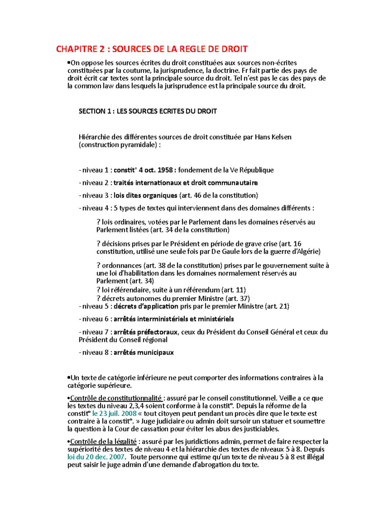 Intro Au Droit Part Chap Chapitre Sources De La Regle De Droit On Oppose Les Sources