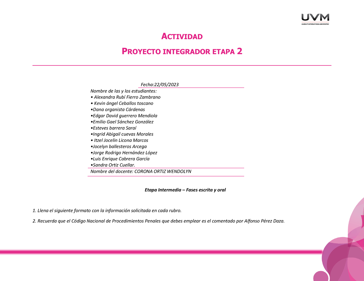 A6 PIE2 EQH - A6 PIE2 EQH - ACTIVIDAD PROYECTO INTEGRADOR ETAPA 2 Fecha ...