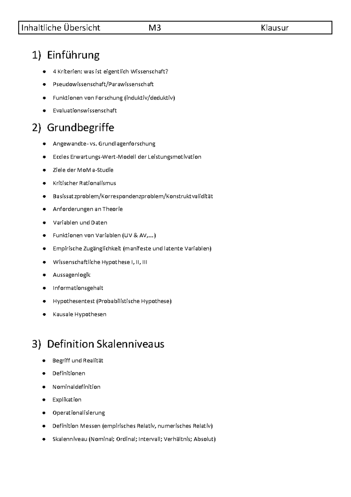 Inhaltliche Übersicht M3 - 1) Einführung 4 Kriterien: Was Ist ...