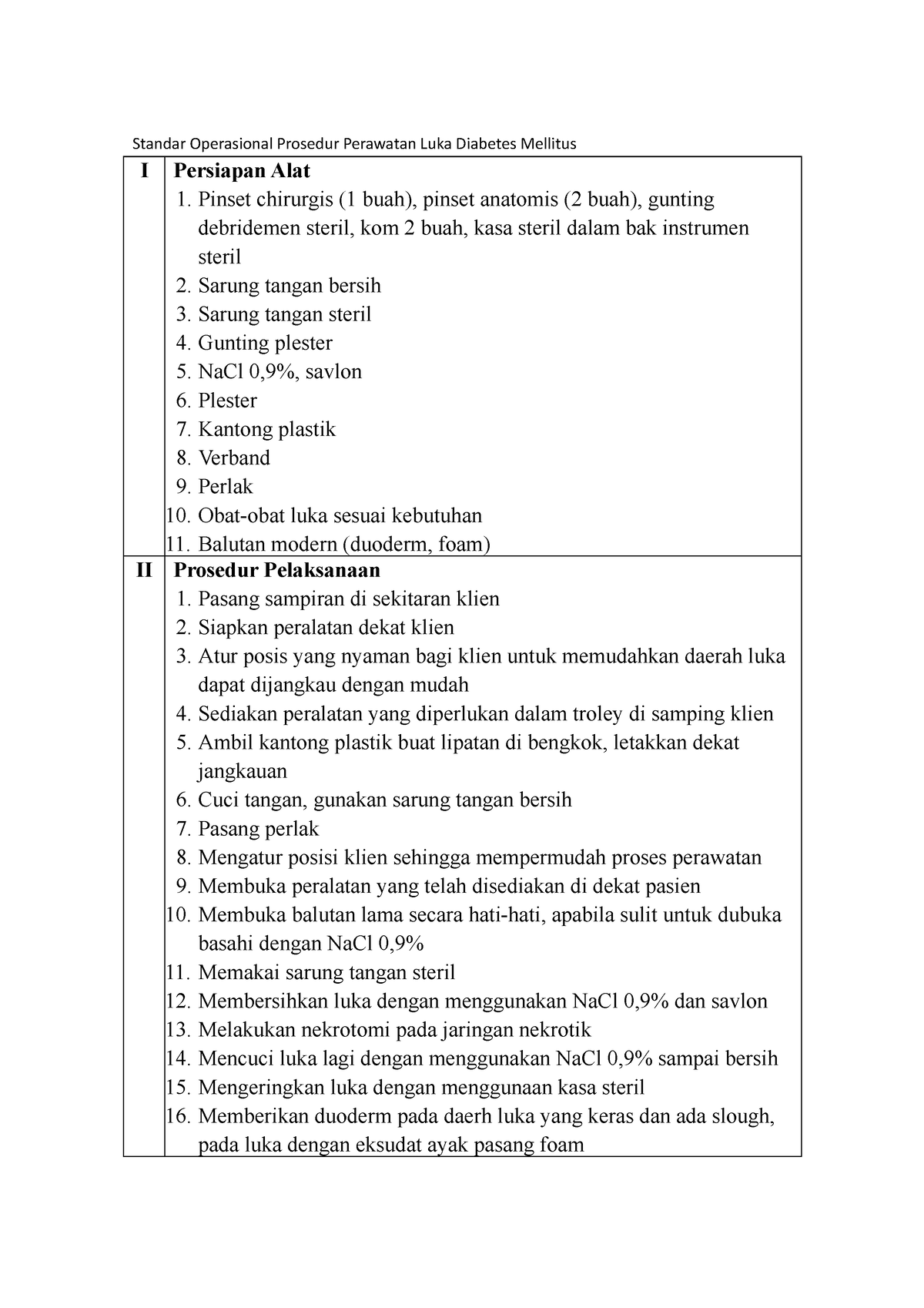 SOP Perawatan Luka DM - Standar Operasional Prosedur Perawatan Luka ...