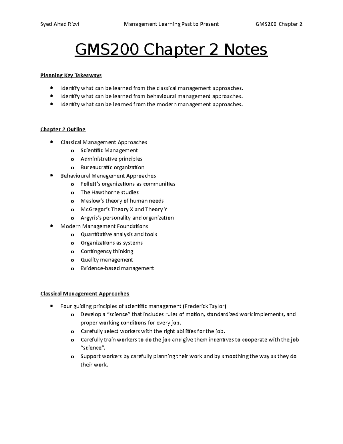 GMS200 Chapter 2 Notes - GMS200 Chapter 2 Notes Planning Key Takeaways ...