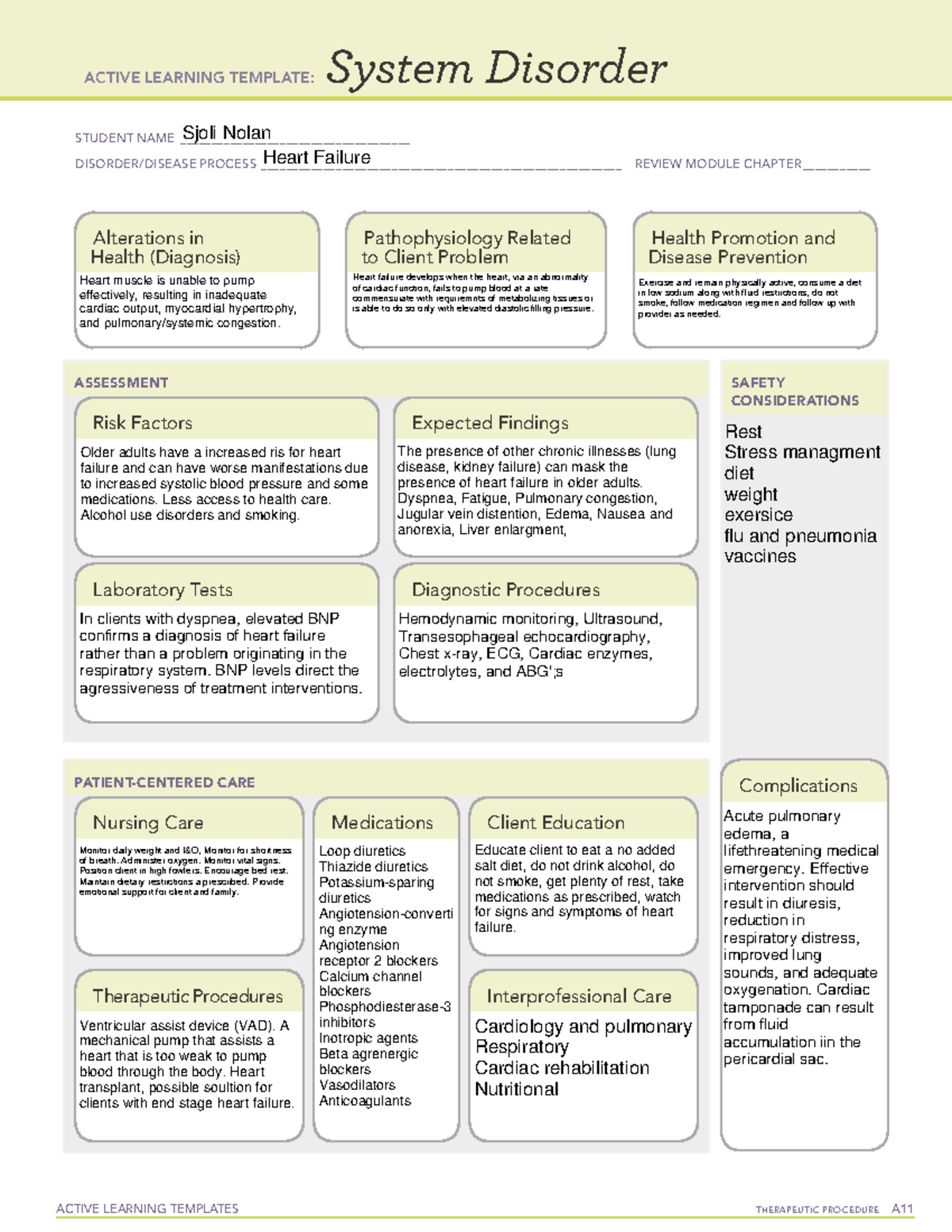 system disorder template for heart failure - ACTIVE LEARNING TEMPLATES ...