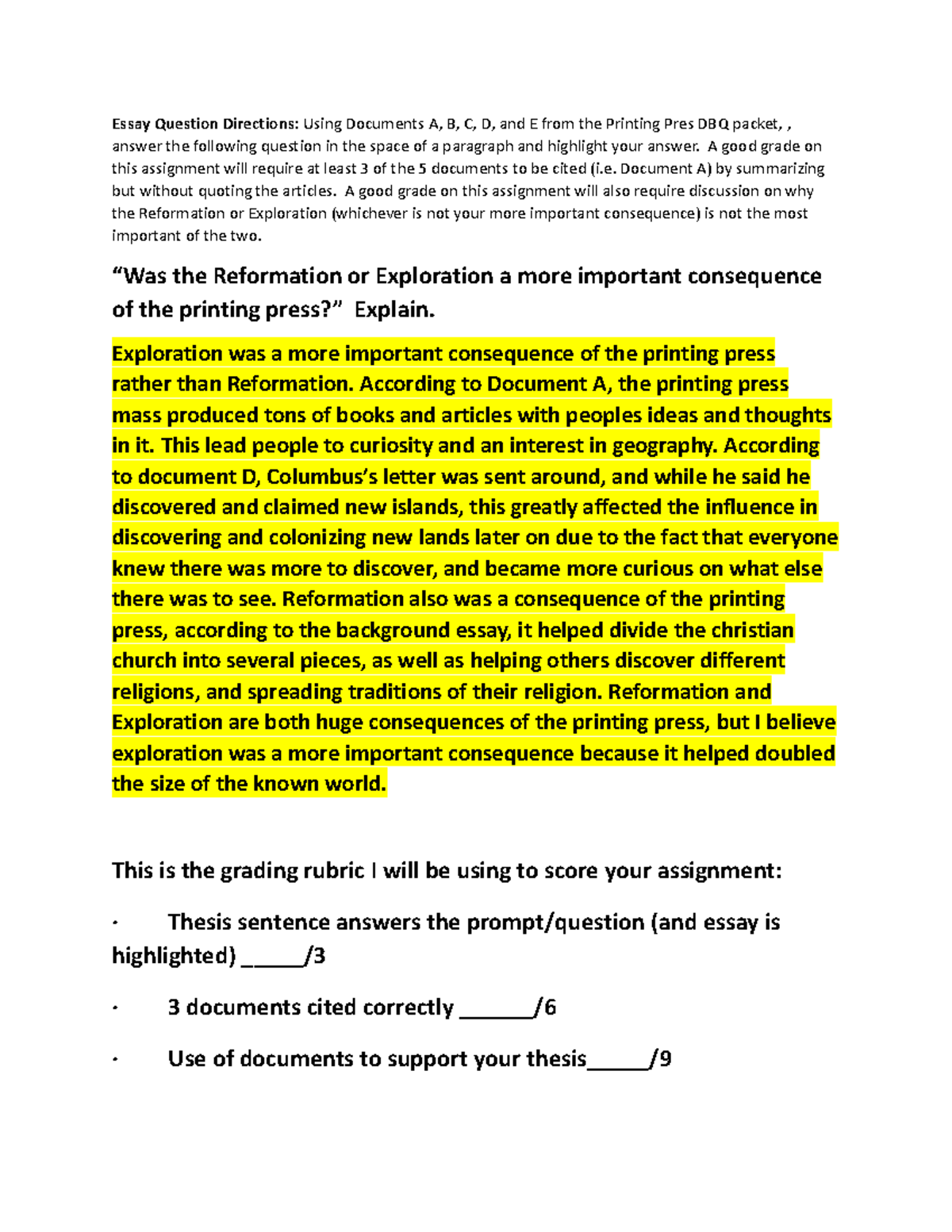 Dbqessayprintingpress - Essay Question Directions: Using Documents A, B ...